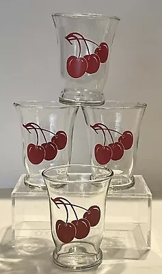 Buy Vintage Mcm Libbey Red Cherries Juice/shot Glasses Set Of 4 • 18.88£