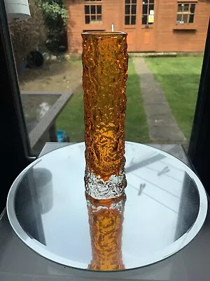 Buy VINTAGE Whitefriars Finger Vase Tangerine Bark Glass Textured Stunning • 50£