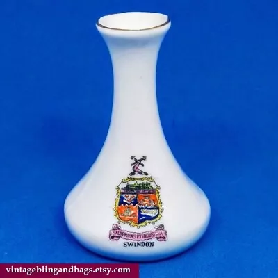 Buy 78x55mm 1930s Antique Swindon Crestware Vase,  British Made  Miniature Vase #43 • 6£