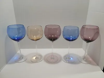 Buy Vintage Lenox  Balloon Wine Glasses Featured In Blue, Amber, Amethyst Colors  • 84.45£