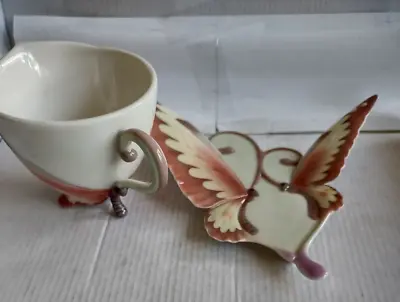 Buy Collectible Franz Porcelain Jen Woo Fantasy Papillon Butterfly Cup-Saucer • 45.99£