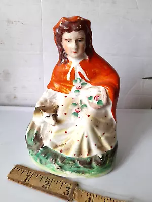 Buy Antique Staffordshire Pottery Figure Of Girl & Dog/wolf. Little Red Riding Hood • 9.99£
