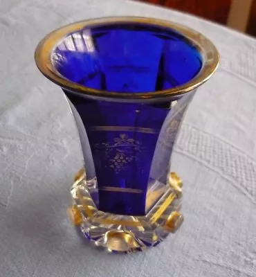 Buy Antique Bohemian Biedermeier Cobalt Blue Tumbler Glass 1840 Approx. • 327.28£