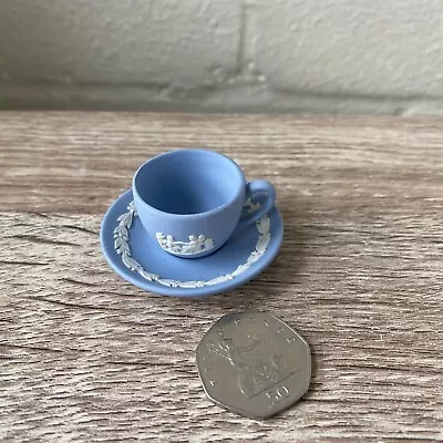 Buy Wedgwood Blue Jasperware Miniature Tea Cup And Saucer • 20£