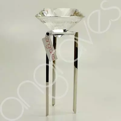 Buy Large Diamond Cut Glass On Stand Statement Decoration (32cm) • 119.99£