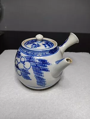 Buy Vtg Antique Porcelain Blue And White Kyuusu Teapot Side Handle Hand Painted • 47.43£