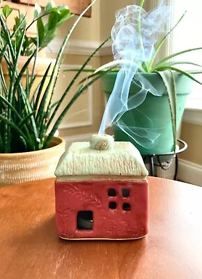 Buy Handmade Pottery Stoneware Red Cottage Incense Burner Lantern . Kurinuki • 34.50£