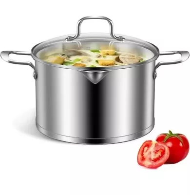 Buy WITH DENT Lio SHAAR Stainless Steel Stock Pot + Glass Lid- 28cm/9L Double Handle • 27.99£
