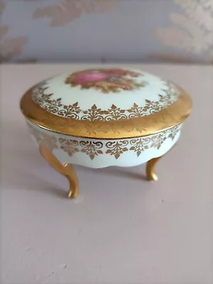 Buy Limoges French Gilded Tri Footed Porcelain  Trinket Box • 15£
