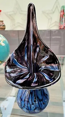 Buy Signed 25 Cm Maltese Art Glass Jack In The Pulpit Blue Purple Vase Vgc • 22£