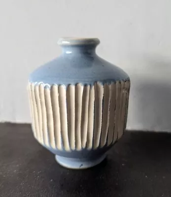 Buy Buckfast Abbey Studio Pottery Blue Vase With Incised Lined Mary Gibson • 18£