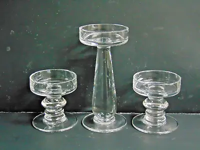 Buy Clear Glass Pillar Candle Holders- Set Of 3 - 4  And 7.5  Tall • 24.18£