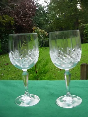 Buy Pair Of Kenmore Edinburgh Crystal Lead Crystal Facet Stemmed Signed Wine Glasses • 18.50£