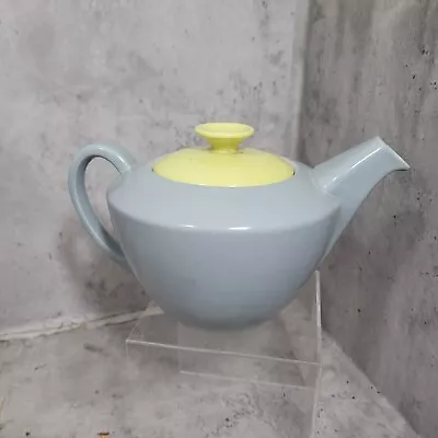 Buy Poole Pottery Twintone Lime Yellow And Moonstone Grey Teapot - Repaired. • 14.99£