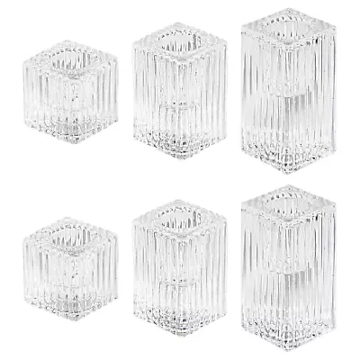 Buy HofferRuffer Candlestick Holders Set Of 6 Glass Candle Holders Taper Candles • 12.99£