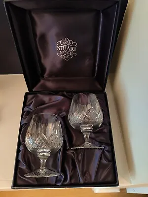 Buy Stuart Crystal Hamilton Cut Brandy Glasses Set Of 2 Vintage Mint In Box • 43.95£