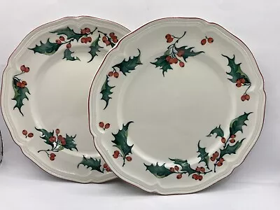 Buy Set Of 2 Villeroy & Boch Christmas Holly 1748 Salad Or Lunch ~8.25” Plates EUC • 38.57£