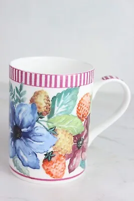Buy Rosina Queens Bone China FRESCO Coffee Mug Floral Pink Stripe Rim England Cup • 8£