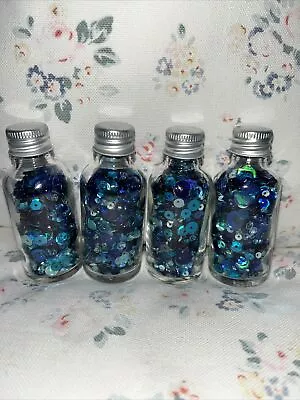 Buy Mini Glass Bottles Of Sequins Beads Turquoise Blue Decorative Display Crafts Art • 2£