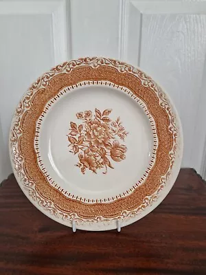 Buy Vintage Staffordshire English Ironstone Tableware Brown Floral Display Plate • 11£