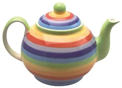 Buy SHARED EARTH Rainbow Striped Fairtrade Large Ceramic Teapot (KCTU814) • 19.99£