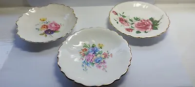 Buy Royal Adderley Floral Bone China 3 Trinket Dishes In Perfect Condition • 2.99£