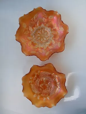 Buy 2 X Vintage Orange Carnival Glass Plates • 16£