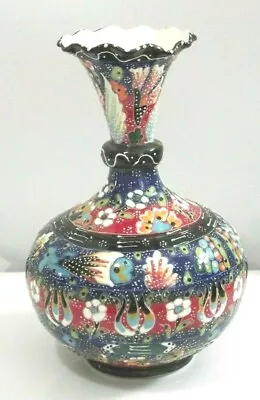 Buy Art Pottery Vase Kaplan Stoneware Hand Thrown Satsuma 1980's 8 Inches • 28.70£