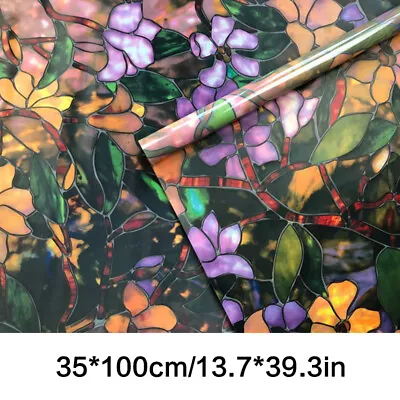 Buy Static Cling Stained Frosted Floral Glass Window Film Sticker Privacy Decoration • 5.51£