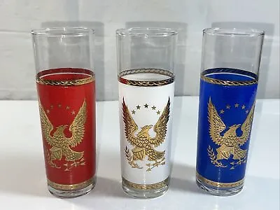 Buy Vintage Libbey Tom Collins Glasses Bicentennial American Eagle Barware Set Of 3 • 17.98£