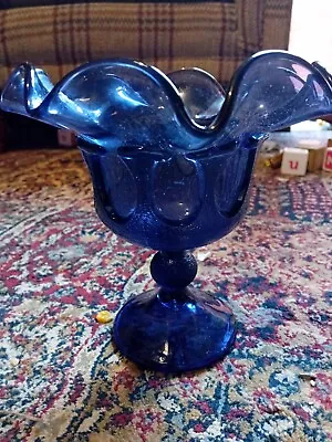 Buy Vintage Glass Footed Candy Dish, Ice Cream Pedestal Compote Bowl Scalloped • 9.99£