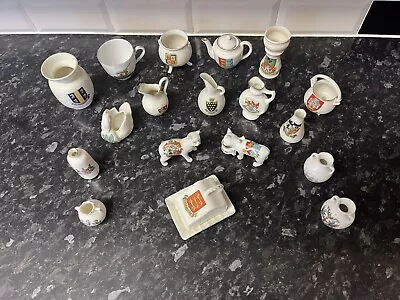 Buy Vintage Collection Of Bone China Miniature Crested Ornaments Cats Vases Tea Pot  • 25£