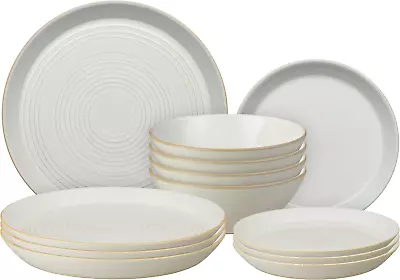 Buy Denby - Impression Cream Dinner Set For 4 - 12 Piece Ceramic Tableware Set - Dis • 210.31£