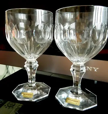 Buy Bleikristall 24% Lead Crystal Wine Goblets PAIR 250ml 16.5cm Good Quality Vtg • 19.99£
