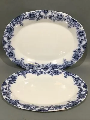 Buy Vintage Blue & White China Hollinshead & Kirkham 2 X Meat Dishes / Platters • 29.95£