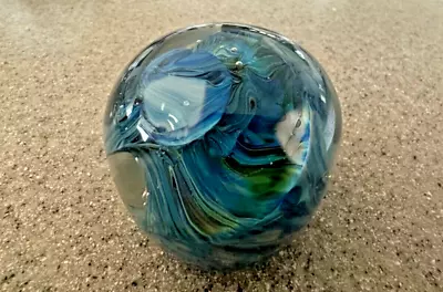 Buy TERRA STUDIOS (mostly)blue Swirl Paperweight, 2 5/8  W/some Green, Purple & More • 131.16£