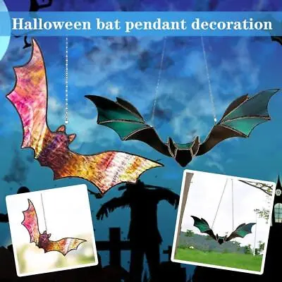 Buy Halloween Bat Stained Glass Suncatcher Windows Hanging Acrylic For Wall Z2S4 • 2.56£
