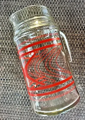 Buy VINTAGE LEMONADE GLASS PITCHER JUG Red Geometric PATTERN MID CENTURY 1 Litre • 2.80£