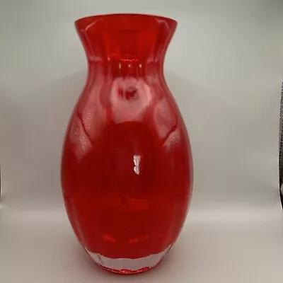 Buy Dartington Cranberry / Ruby Red Crystal Glass Ribbed Vase • 15£