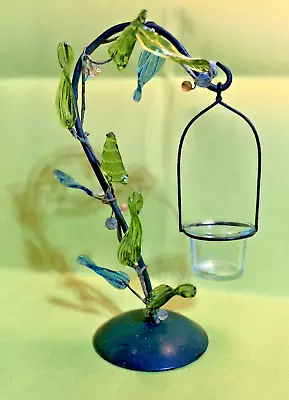 Buy Art Nouveau Style Vintage Glass & Iron Votive Tealight Holder Colourful Unique • 22£