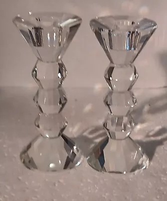 Buy PAIR OF CRYSTAL TALL CANDLE HOLDERS 17 Cms • 6.50£