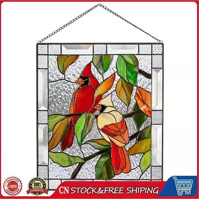 Buy Stained Glass Birds Panel Window Hanger For Garden Outdoor (1) • 11.82£