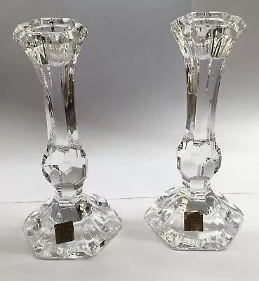 Buy Vintage Glass Candle Holders Made In Poland 24% PbO 16cm High • 12£
