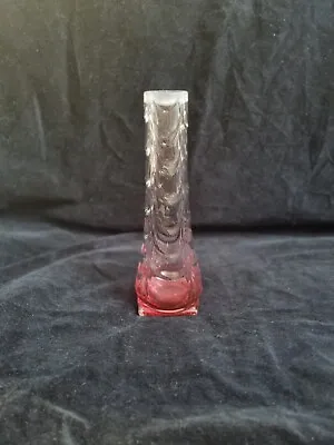 Buy Clear And Cranberry Curtain Vase As Is Edwardian • 14£