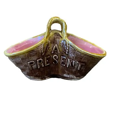 Buy Majolica Pottery Present Basket Circa 1860 Antique  • 25£