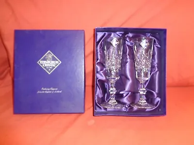 Buy Edinburgh Crystal  LOMOND 19.2cm  7 1/2   CHAMPAGNE Flute X 2 Boxed • 34.99£