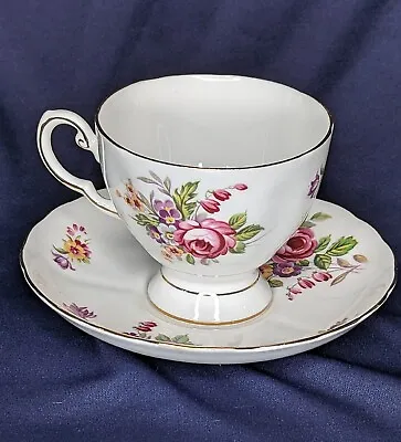 Buy Vintage Royal Tuscan Fine Bone China Tea Cup & Saucer Pink Roses Made In England • 13.28£