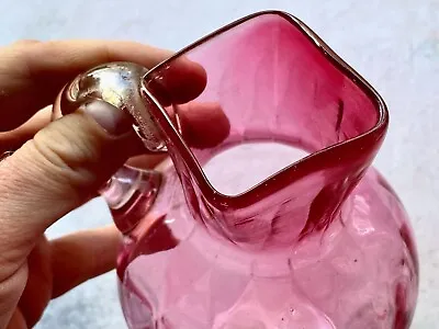 Buy Antique Victorian Dimpled Cranberry Glass Jug • 85£