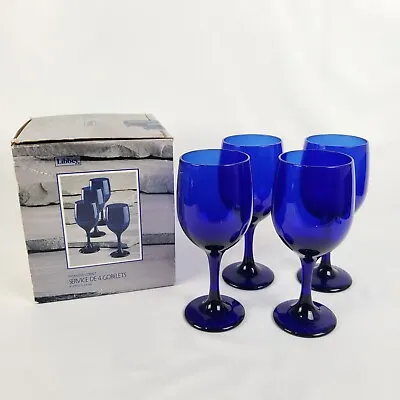 Buy Libbey Goblets Cobalt Premiere 11.5 Oz Blue Stem Water Glasses Set Of 4 In Box • 38.42£