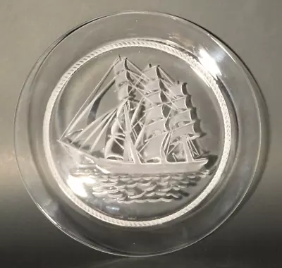 Buy Lalique Crystal Sailing Ship Plate France Signed 8 1/2  • 42.18£